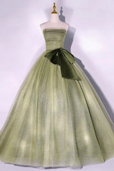 Green Prom Dress A Line Tulle Long Formal Evening Dress