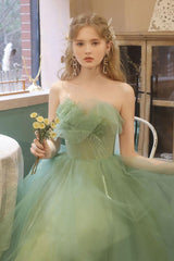 Green Prom Dress Sweetheart Neck Tea Length Tulle Short Sweet 16 Dress Evening Dress