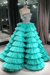 Green Prom Dress Sweetheart Tulle Long Evening Dress