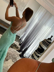 Green Prom Dress Tulle Lace Mermaid Long Formal Gown Evening Dress