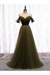 Green Prom Dress Tulle Long Evening Dress