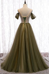 Green Prom Dress Tulle Long Evening Dress