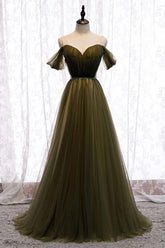 Green Prom Dress Tulle Long Evening Dress