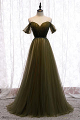 Green Prom Dress Tulle Long Evening Dress