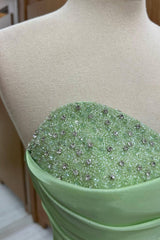 Green Sweetheart Prom Dress A Line Long Sequined Evening Dress