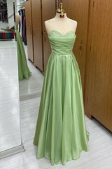 Green Sweetheart Prom Dress A Line Long Sequined Evening Dress