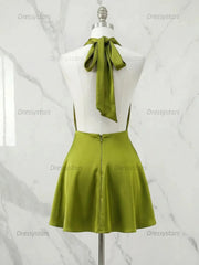 Dressystars Halter Cowl Neck Satin Homecoming Dresses Mini Cocktail Dress