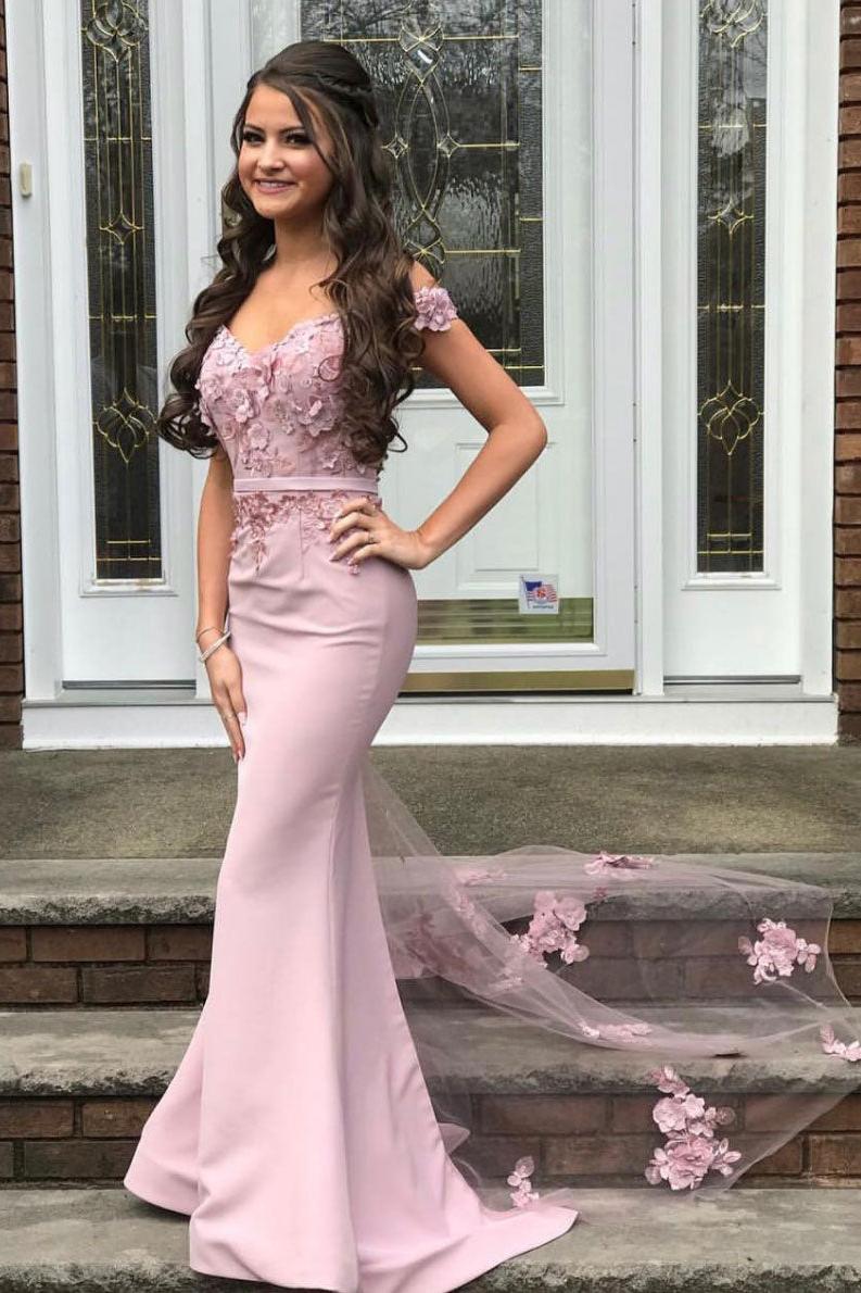 Handmade Bridesmaid Dress Pink Satin Mermaid Long Lace Wedding Guest Dress