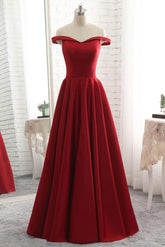 Handmade Bridesmaid Dress Simple Burgundy Off the Shoulder Long Wedding Guest Dress
