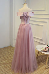 Handmade Bridesmaid DressA Line Off the Shoulder Tulle Long Wedding Guest Dress