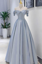Handmade Bridesmaid DressBlue Satin Long A Line Wedding Guest Dress