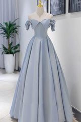 Handmade Bridesmaid DressBlue Satin Long A Line Wedding Guest Dress