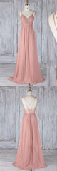 Handmade Bridesmaid DressPink Chiffon Lace Long Wedding Guest Dress