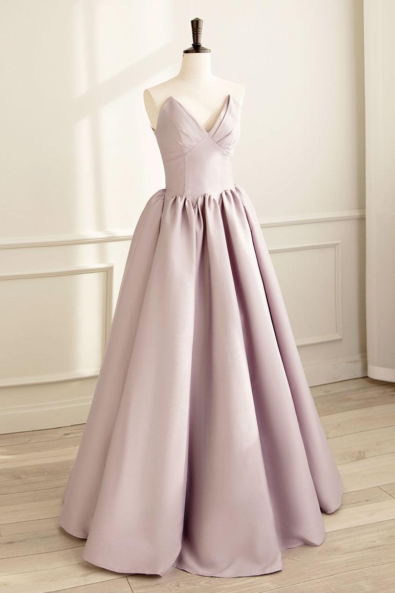 Handmade Bridesmaid DressSimple A Line Satin Pink Long Formal Wedding Guest Dress
