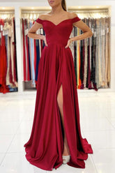 Handmade Bridesmaid DressSimple Sweetheart Satin Long Burgundy Wedding Guest Dress