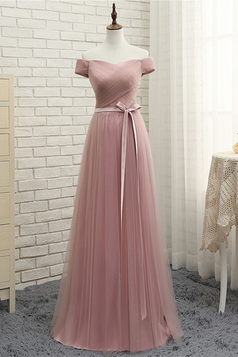 Handmade Bridesmaid DressSimple Sweetheart Tulle Long Wedding Guest Dress