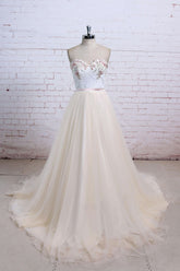 Handmade Lace Tulle Long Handmade Wedding Dress Lace Bridal Gown
