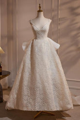 Handmade Light Lace Long Handmade Wedding Dress Lace Long Bridal Gown