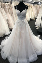 Handmade Light Tulle Lace Long Handmade Wedding Dress Bridal Gown