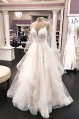 Handmade Light Tulle Lace Long Handmade Wedding Dress Tulle Bridal Gown