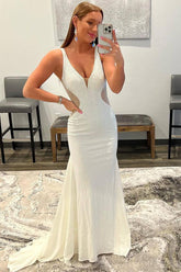 Handmade Prom Dress Ivory Mermaid Delicate Beaded Evening Dress
