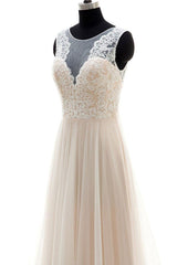 Handmade Round Neck Tulle Lace Long Handmade Wedding Dress Bridal Gown