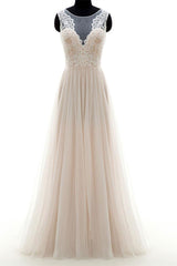 Handmade Round Neck Tulle Lace Long Handmade Wedding Dress Bridal Gown