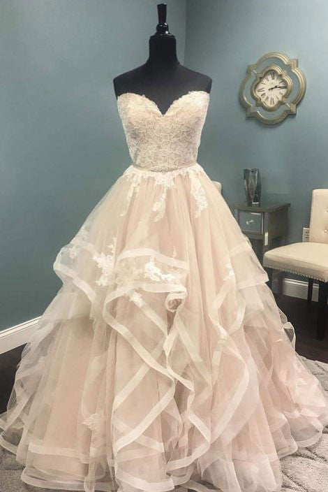 Handmade Tulle Lace Long Handmade Wedding Dress Bridal Gown