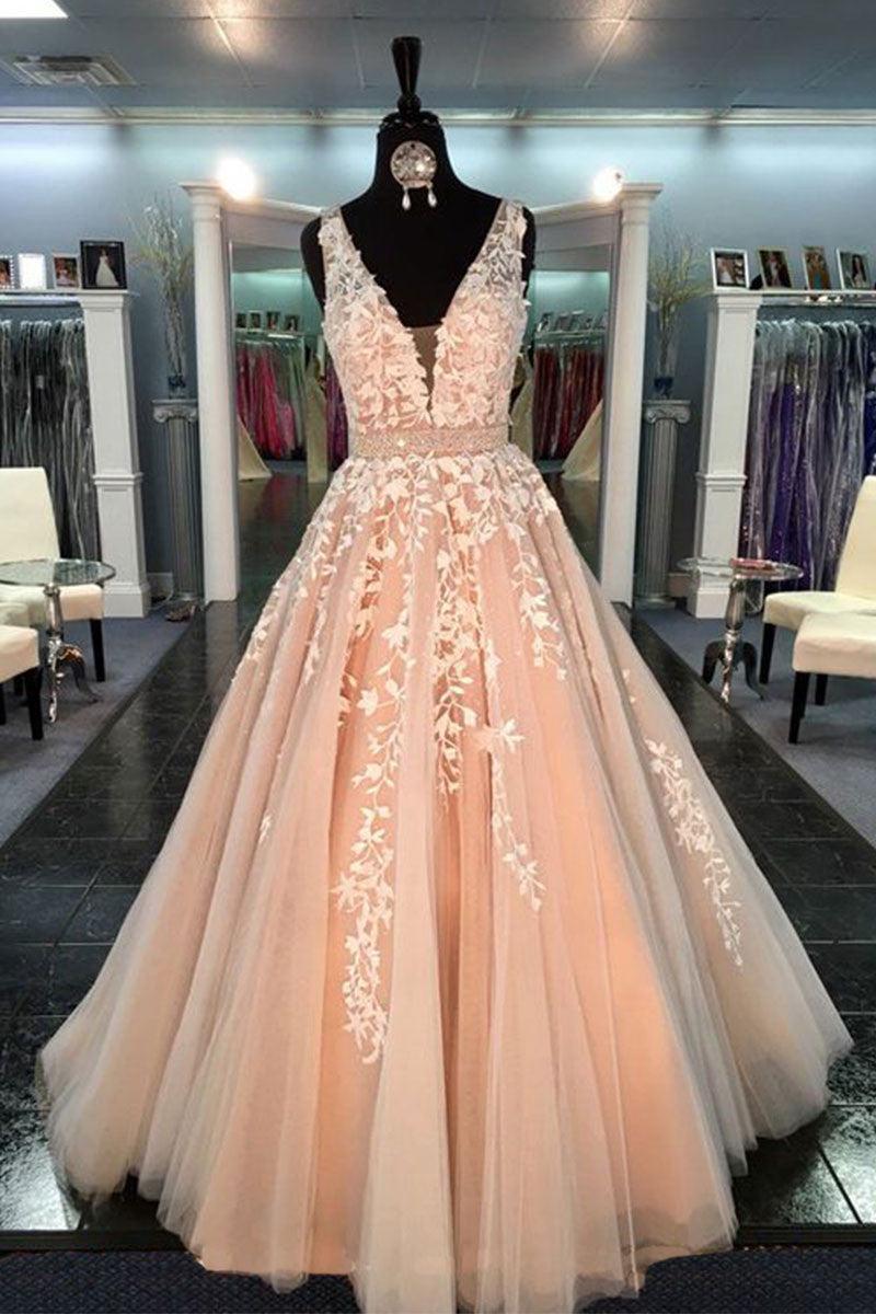 Handmade Unique V Neck Tulle Lace Long Handmade Wedding Dress Tulle Lace Bridal Gown