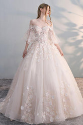 Handmade Wedding Dress Handmade Light Tulle Lace Appliques Long Wedding Party Dress