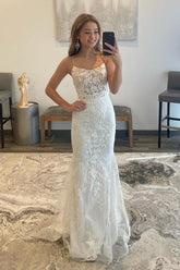 Handmade Wedding Dress Ivory Mermaid Elegant Long Evening Dress