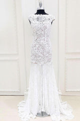 Handmade Wedding Dress Ivory Mermaid Lace Long Evening Gown Evening Dress
