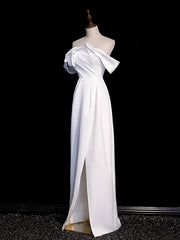Handmade Wedding Dress Ivory Off the Shoulder Satin Long Formal Dress Evening Dress