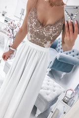 Handmade Wedding Dress Ivory Sweetheart Lace Chiffon Long Formal Dress Evening Dress