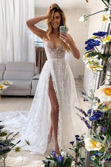 Handmade Wedding Dress Ivory Sweetheart Neck Tulle Lace Long Evening Gown Evening Dress