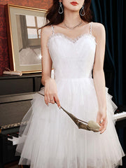 Handmade Wedding Dress Ivory Sweetheart Neck Tulle Lace Long Formal Dress Evening Dress