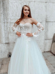 Handmade Wedding Dress Ivory Tulle Lace Long Evening Dress