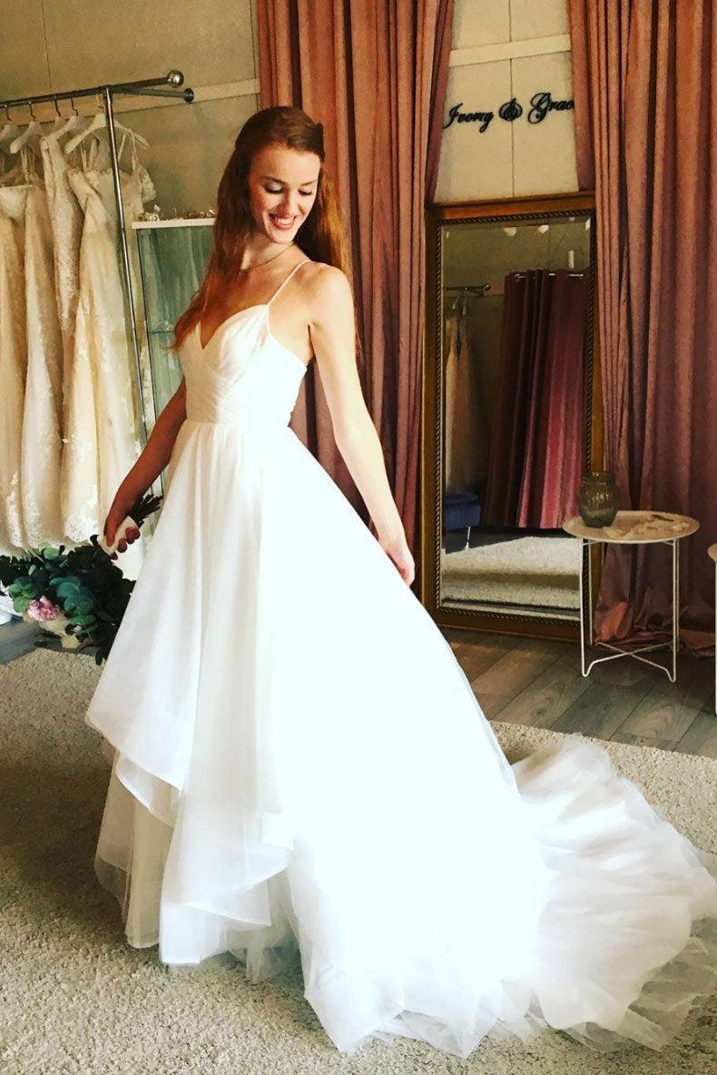 Handmade Wedding Dress Ivory Tulle Long Evening Gown Evening Dress