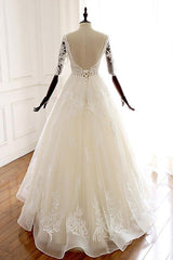Handmade Wedding Dress Ivory V Neck Tulle Lace Long Wedding Gown Evening Dress