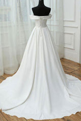 Handmade Wedding Dress Simple Ivory Satin Long Evening Dress