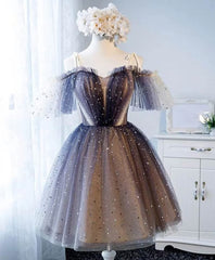 Heart Homecoming Dress shaped V neck Starlit Cloud Tulle Mini Length Short Party Cocktail Dress