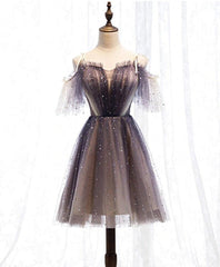 Heart Homecoming Dress shaped V neck Starlit Cloud Tulle Mini Length Short Party Cocktail Dress
