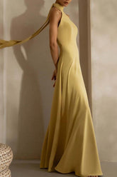 High Neck Halter Wedding Guest Dresses Backless Formal Bridesmaid Dress