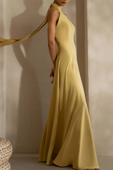 High Neck Halter Wedding Guest Dresses Backless Formal Bridesmaid Dress