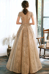 High Neck Prom Dress Lace Long Formal Dress Evening Dress