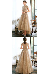 High Neck Prom Dress Lace Long Formal Dress Evening Dress