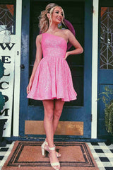 Homecoming Dress Pretty A Line one shoulder Style Sequin Short Party Cocktail Dress