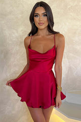 Homecoming Dresses A Line Lace-Up Back Short Cocktail Dresses