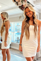 Homecoming Dresses Sequin Tight Cocktail Dresses with Bowknot