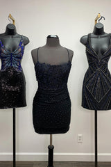 Hot Pink Homecoming Dresses Beaded Tight Short Cocktail Dresses